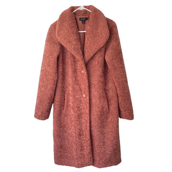 Halogen Boucle Coat Womens M Rust Pink Shawl Collar Longline Jacket Fall Winter - Picture 3 of 11